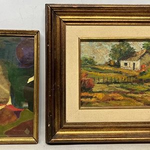 Dos Cuadros: "El ladrón de orquídeas" (Técnica Mixta) y "Casa de campo" (Óleo) - imagen 1