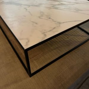 Mesa Ratona y Auxiliar con Marco de Hierro y Tapa de Porcelanato - imagen 2