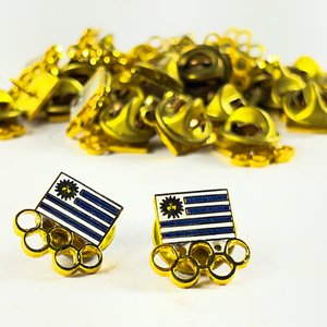 Lote de 2 Pines con Diseño de Bandera Uruguaya y Cadena Dorada - imagen 3