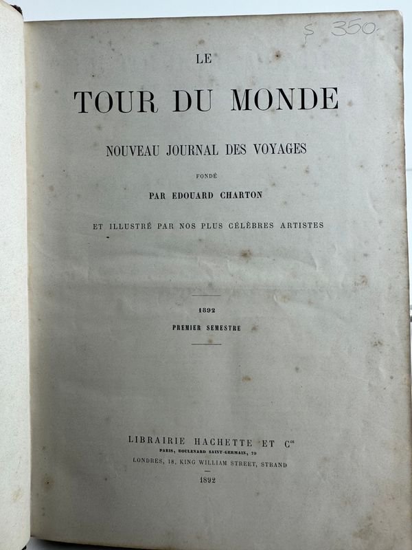 Libro antiguo de viajes alrededor del mundo, publicado en 1892 por Libreria Hachette et Cie Paris - imagen 3