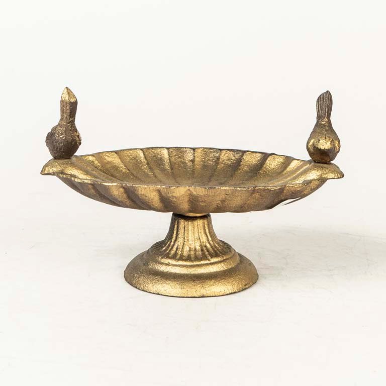 Centro de Mesa Decorativo con Pájaros en Hierro Dorado