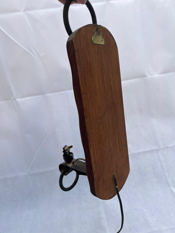 Porta lámpara de pared en madera y hierro - imagen 2
