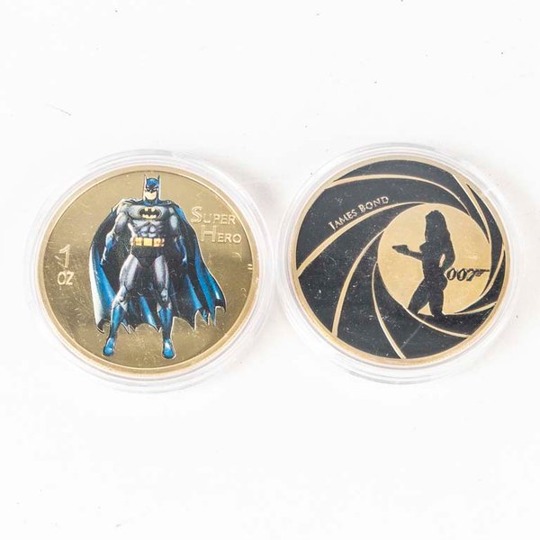 2 Medallas Coleccionables: Batman y James Bond (Bronce y Esmalte) - imagen 1