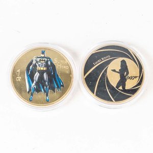 2 Medallas Coleccionables: Batman y James Bond (Bronce y Esmalte) - imagen 1
