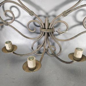Aplique de Pared Grande de Hierro Forjado con Diseño de Hojas y Tres Luces - imagen 3