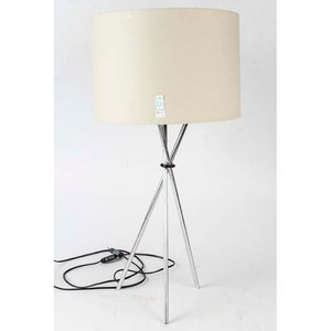 Lámpara de Pie Trípode Metálica con Pantalla Beige - imagen 1