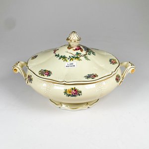 Sopera de Porcelana Limoges Antigua con Decoración de Aves y Flores - imagen 2