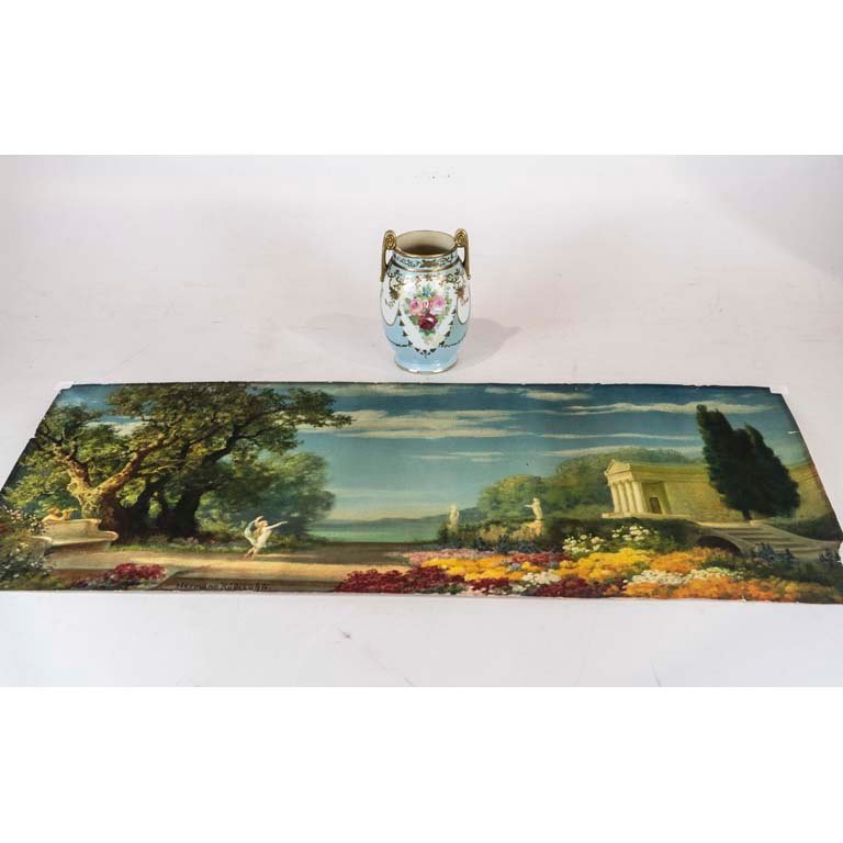 Lote siguiente: Anfora de porcelana Noritake y litografía firmada Hermann Rudisuhli