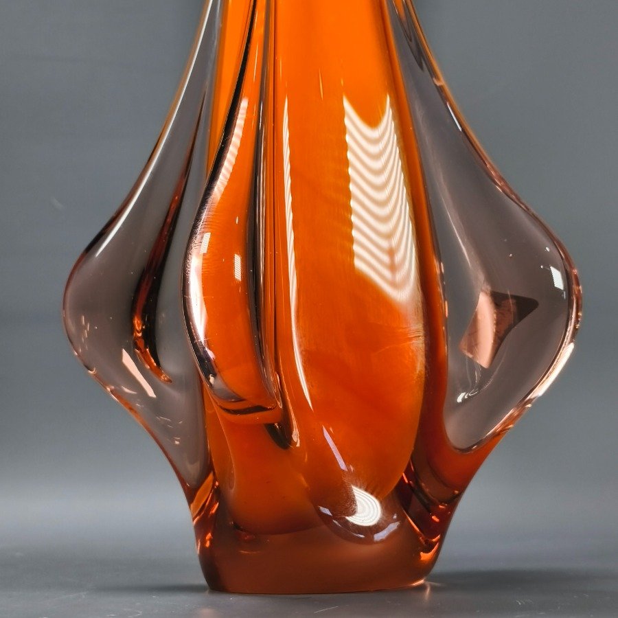 Vaso de cristal de Murano en tonos anaranjados con interior blanco - imagen 9