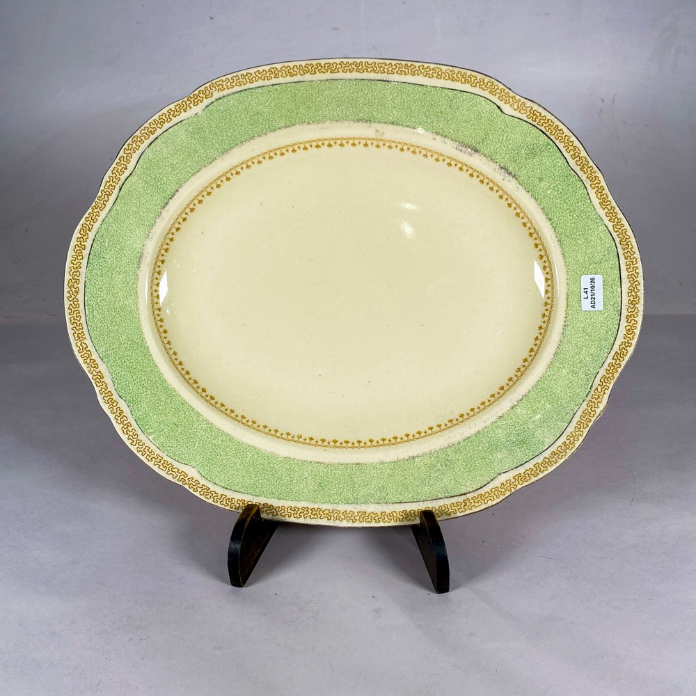 Gran Fuente Oval Inglesa Alfred Meakin "Marigold" con Guarda Verde