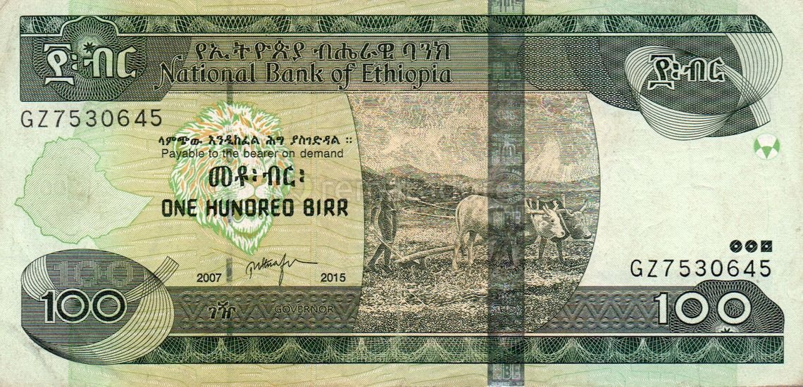 Billete de 100 Birr de Etiopía, National Bank of Ethiopia, 2015