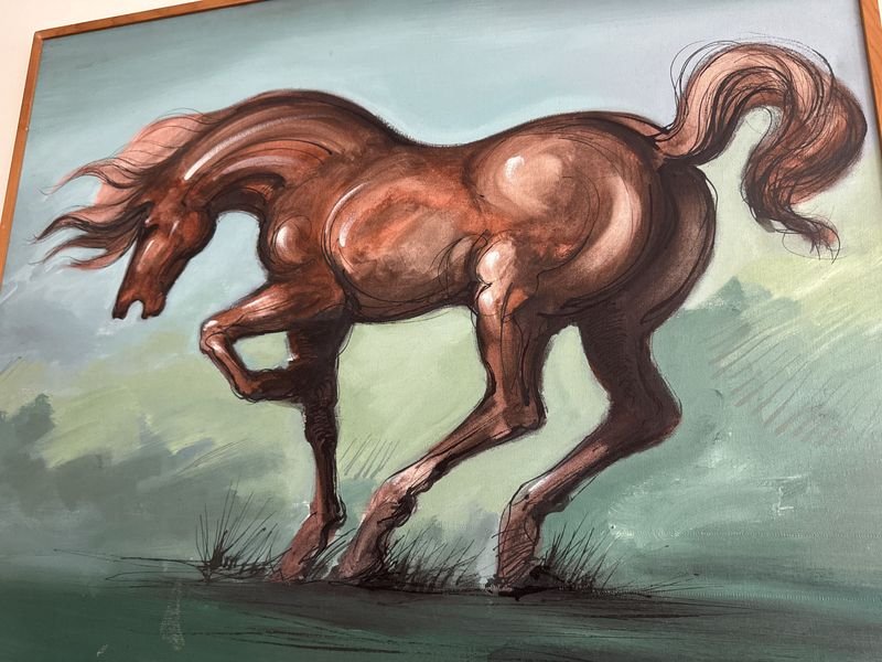 Óleo de caballo firmado y fechado - imagen 5