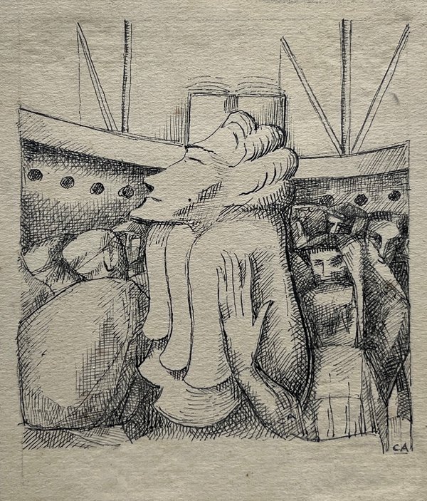 Obra "Dama Elegante" de Carmelo de Arzadun, Tinta sobre Papel