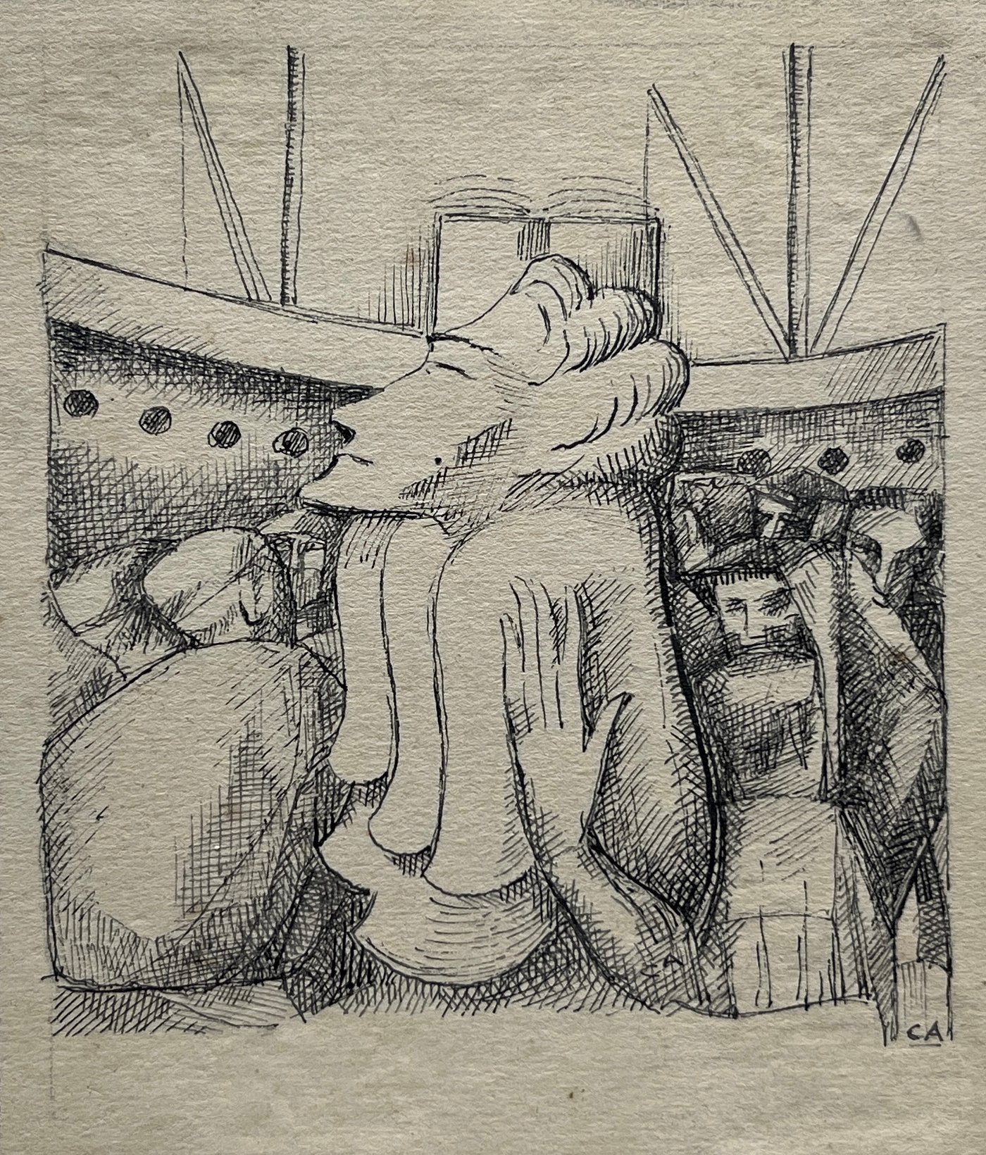 Obra "Dama Elegante" de Carmelo de Arzadun, Tinta sobre Papel