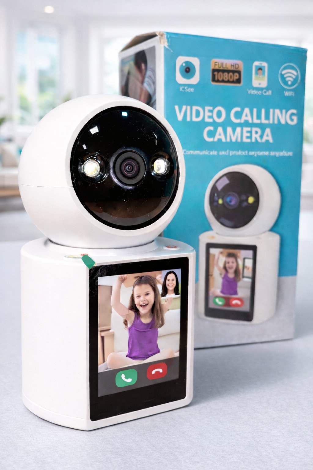 Cámara de seguridad giratoria con pantalla para video llamada, doble audio y Full HD - imagen 2