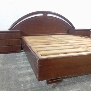 Cama de 2 plazas totalmente desarmable con 2 mesas de noche de 3 cajones - imagen 7
