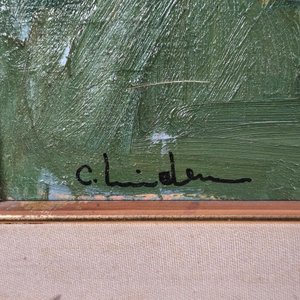 Óleo sobre lienzo: Naturaleza muerta con flores, firma ilegible, marco dorado - imagen 4