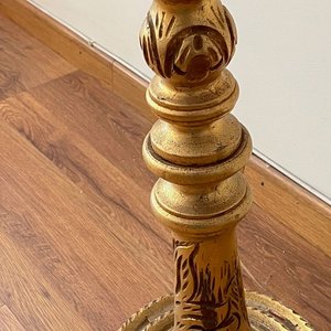 Lámpara de Pie Antigua de Madera Tallada Dorada - imagen 3
