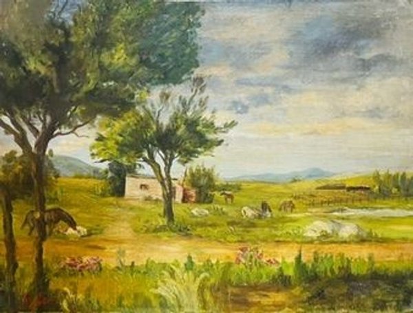 Pintura paisajística sobre fibra - imagen 1