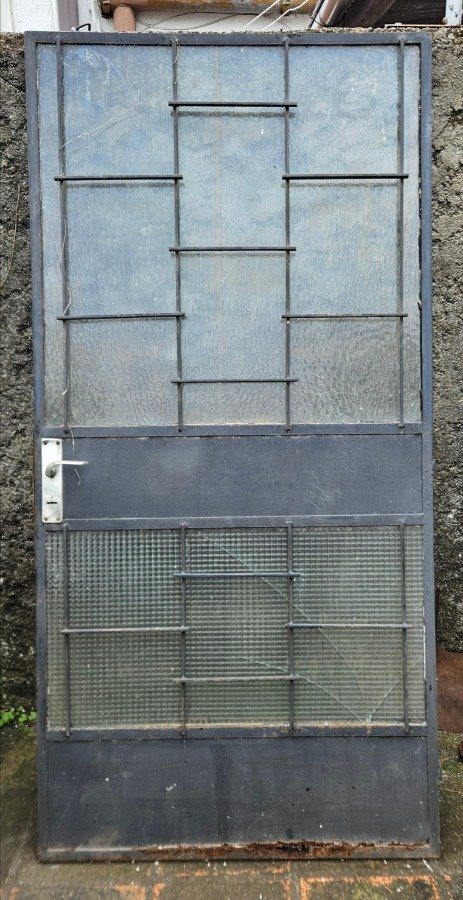 Puerta Zaguán de Metal y Vidrio sin Marco