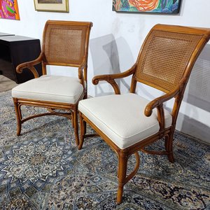 Par de Butacas de Ratán con Respaldo Esterillado y Asiento Tapizado - imagen 2