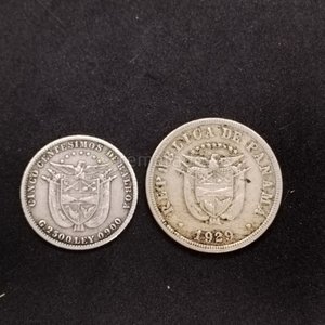 Dos Monedas de Plata de Panamá: 5 Centésimos de Balboa 1929 - imagen 1
