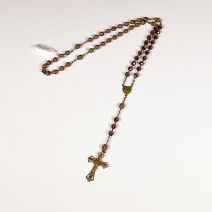 Antiguo Rosario de Cristal y Metal con Crucifijo Detallado - imagen 2