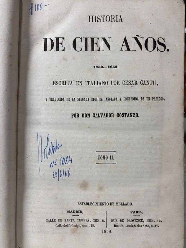 Libros Antiguos de Historia en dos Volúmenes por Cantu 1858 - imagen 4