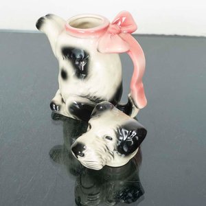 Jarra de Cerámica con Forma de Perro y Lazo Rosa - imagen 2