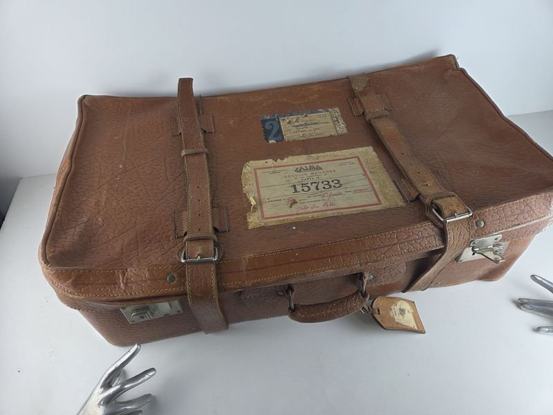 Antigua valija en cuero legítimo para viajar - imagen 2