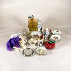 Lote de Vasos Ámbar, Tazas, Platos Decorativos y Figuras Miniatura - imagen 1