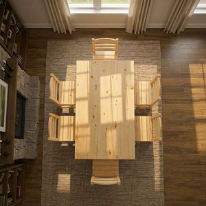 Juego de Mesa de Comedor con 6 Sillas de Madera Clara - imagen 2
