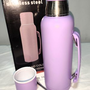 Kit Termo Acero Inoxidable Tipo Americano Violeta 1000ml con Tapa Doble Goma y Caja - imagen 3