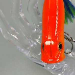 Señuelo de Pesca Popper Naranja con 2 Anzuelos Triples - imagen 2