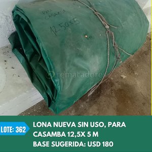 Lote siguiente: Lona Nueva Sin Uso para Casamba 12.50 x 5 Mts