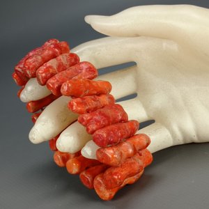 Pulsera Elastizada de Coral Natural Rojo Intenso - imagen 3