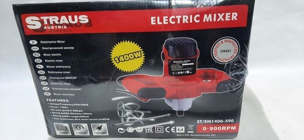 Mezclador Eléctrico Straus 1400W con Paleta para Mortero