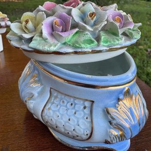 1 juego de 3 alhajeros en ceramica esmaltada española de alta calidad con una decoracion floral y pintados a mano - imagen 6