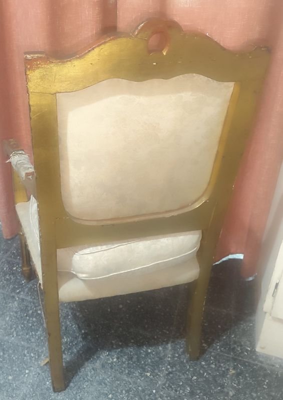 Butaca antigua de madera laqueada para restaurar y retapizar - imagen 6