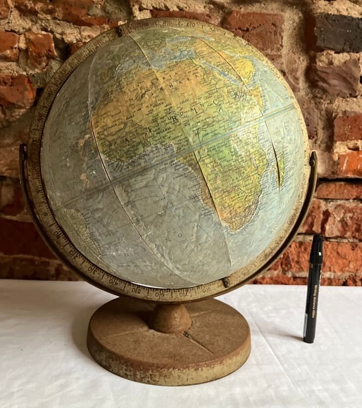 Globo Terraqueo Antiguo Gran Tamaño Coleccionable