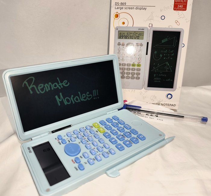 Calculadora Científica con Tableta LED, Lápiz y Estuche Rígido Celeste