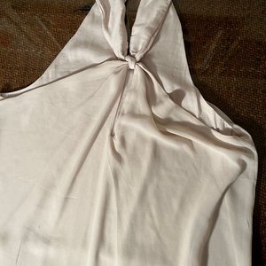 Conjunto Blusa Beige Gasa y Seda con Pantalón Clásico Cortell Talle 44 - imagen 4