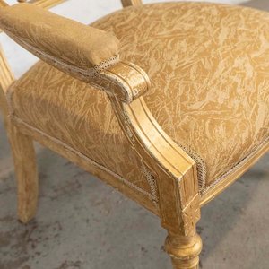 Sillón Luis XVI Dorado y Tallado con Tapizado Beige - imagen 2