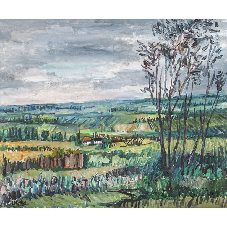 Lote siguiente: Pintura de paisaje impresionista firmada por Jonio Montiel