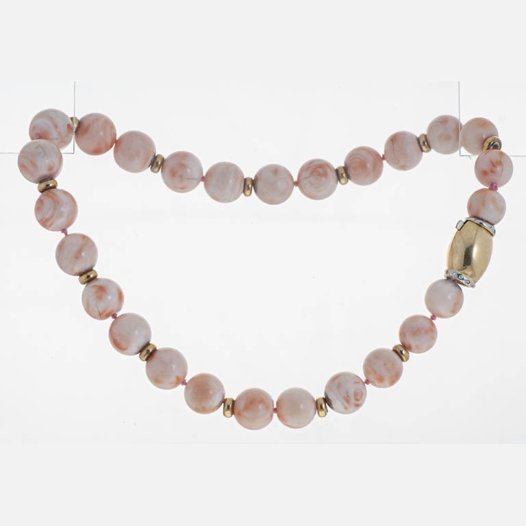 Conjunto de pulsera y collar coral y oro 18k - imagen 2