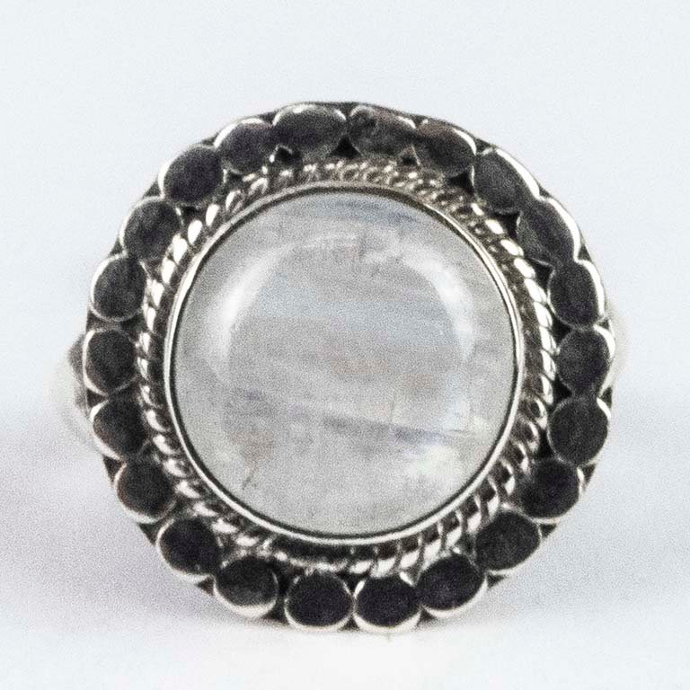 Anillo de Plata con Piedra de Luna - Talle 18mm