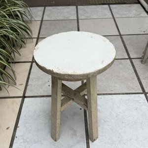 Taburete Redondo de Madera Blanco - imagen 2