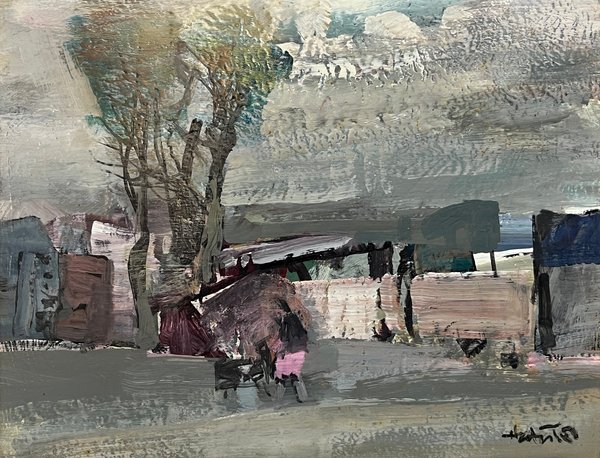 Paisaje de Ranchos de Hugo Nantes: Acrílico sobre Fibra (40 x 50 cm)