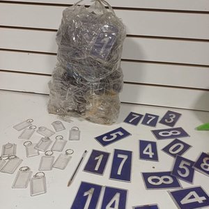 Lote de Llaveros Transparentes y Números Azules para Coleccionismo - imagen 1
