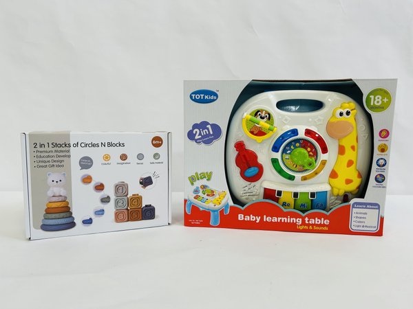 Mesa de Aprendizaje Didáctica 2 en 1 Tot Kids con Juego de Apilar Círculos - imagen 1